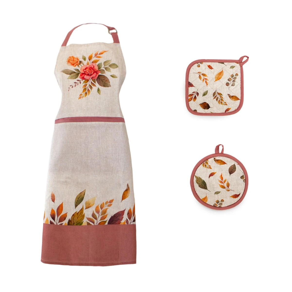 Set Grembiule + Presine Margaret In Puro Cotone Con Stampa Digitale W488 6 Set Grembiule + Presine Margaret In Puro Cotone Con Stampa Digitale W488 - immagine 4