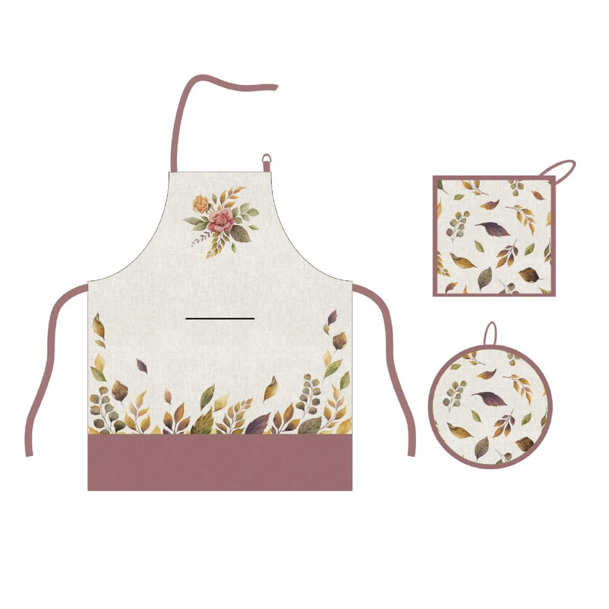 Set Grembiule + Presine Margaret In Puro Cotone Con Stampa Digitale W488 7 Set Grembiule + Presine Margaret In Puro Cotone Con Stampa Digitale W488 - immagine 5