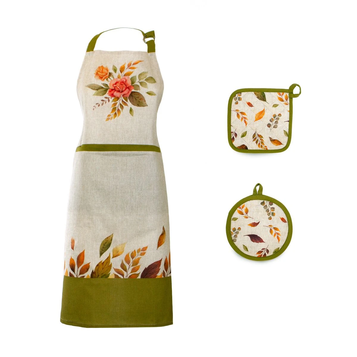 Set Grembiule + Presine Margaret In Puro Cotone Con Stampa Digitale W488 4 Set Grembiule + Presine Margaret In Puro Cotone Con Stampa Digitale W488 - immagine 2