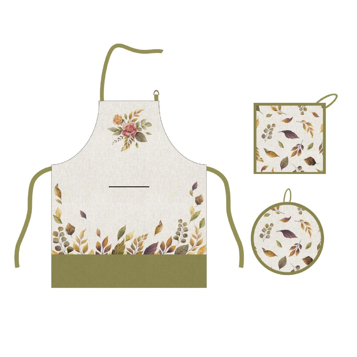 Set Grembiule + Presine Margaret In Puro Cotone Con Stampa Digitale W488 5 Set Grembiule + Presine Margaret In Puro Cotone Con Stampa Digitale W488 - immagine 3