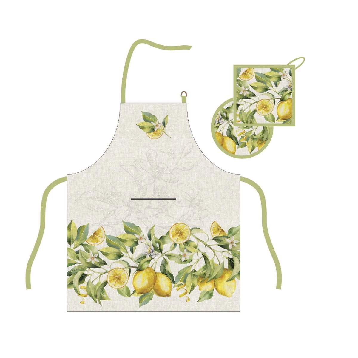 Set Grembiule + Presine Zagara In Puro Cotone K145 4 Set Grembiule + Presine Zagara In Puro Cotone K145 - immagine 2