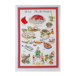 Strofinaccio Cucina Asciugapiatti Dieta Mediterranea In Puro Cotone K536