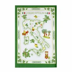 Strofinaccio Cucina Asciugapiatti Olio D'Oliva In Puro Cotone V095