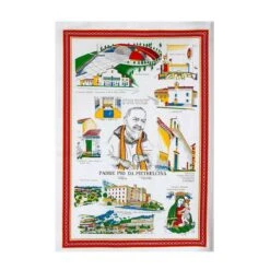 Strofinaccio Cucina Asciugapiatti Padre Pio In Puro Cotone V090