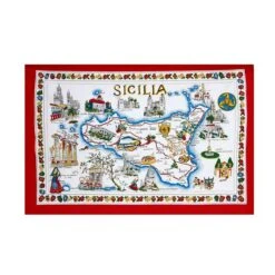 Strofinaccio Cucina Asciugapiatti Sicilia In Puro Cotone V094