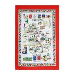 Strofinaccio Cucina Asciugapiatti Abruzzo In Puro Cotone U057 -Prodotti Per La Casa strofinaccio asciugapiatti da cucina abruzzo rosso