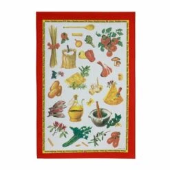 Strofinaccio Cucina Asciugapiatti Dieta Mediterranea In Puro Cotone U055