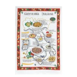 Strofinaccio Cucina Asciugapiatti Gastronomia Italiana In Puro Cotone U060