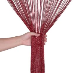 Tenda Arredo A Fili Millerighe Glitterata 140x290 Cm W017 -Prodotti Per La Casa tenda a fili millerighe in lurex bordeaux 2 1