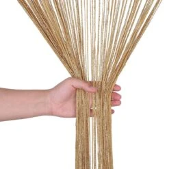 Tenda Arredo A Fili Millerighe Glitterata 140x290 Cm W017 -Prodotti Per La Casa tenda a fili millerighe in lurex oro 2 1