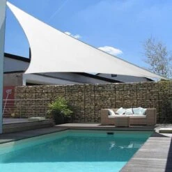 Tenda A Vela Parasole Triangolare 3x3x3 M C/trattamento Impermeabile K126 -Prodotti Per La Casa tenda a vela parasole 3x3x3 m impermeabile bianco 1