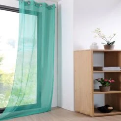 Tenda Arredo Velata Monna 140x280 Cm Con Borchie R710 -Prodotti Per La Casa tenda arredo monna con borchie trasparente acquamarina 1