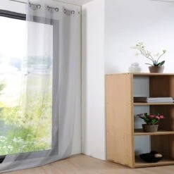 Tenda Arredo Velata Monna 140x280 Cm Con Borchie R710 -Prodotti Per La Casa tenda arredo monna con borchie trasparente grigio 1