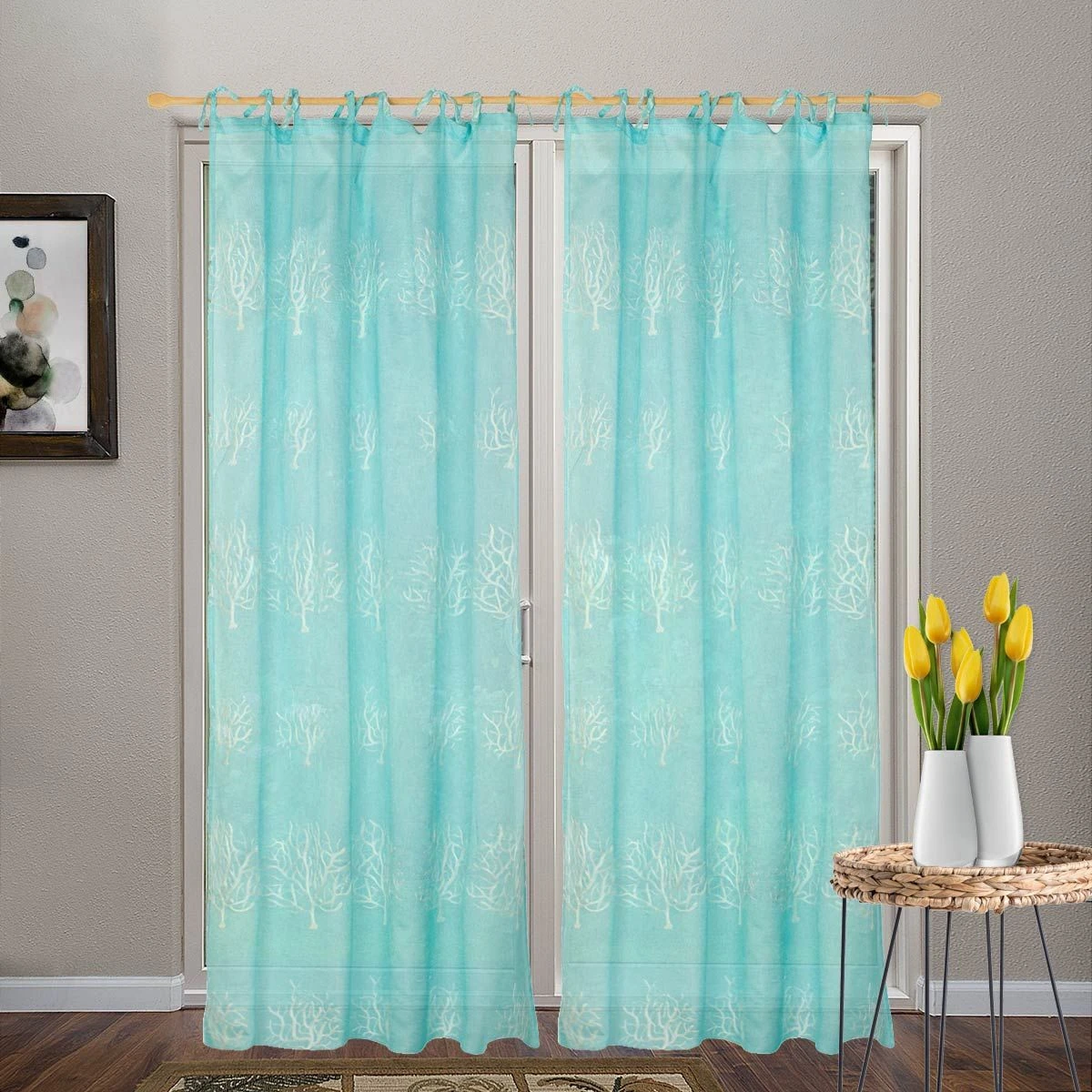 Tenda Arredo Sardegna Con Lacci Fondo Colorato 140x290 Cm W166 4 Tenda Arredo Sardegna Con Lacci Fondo Colorato 140x290 Cm W166 - immagine 2