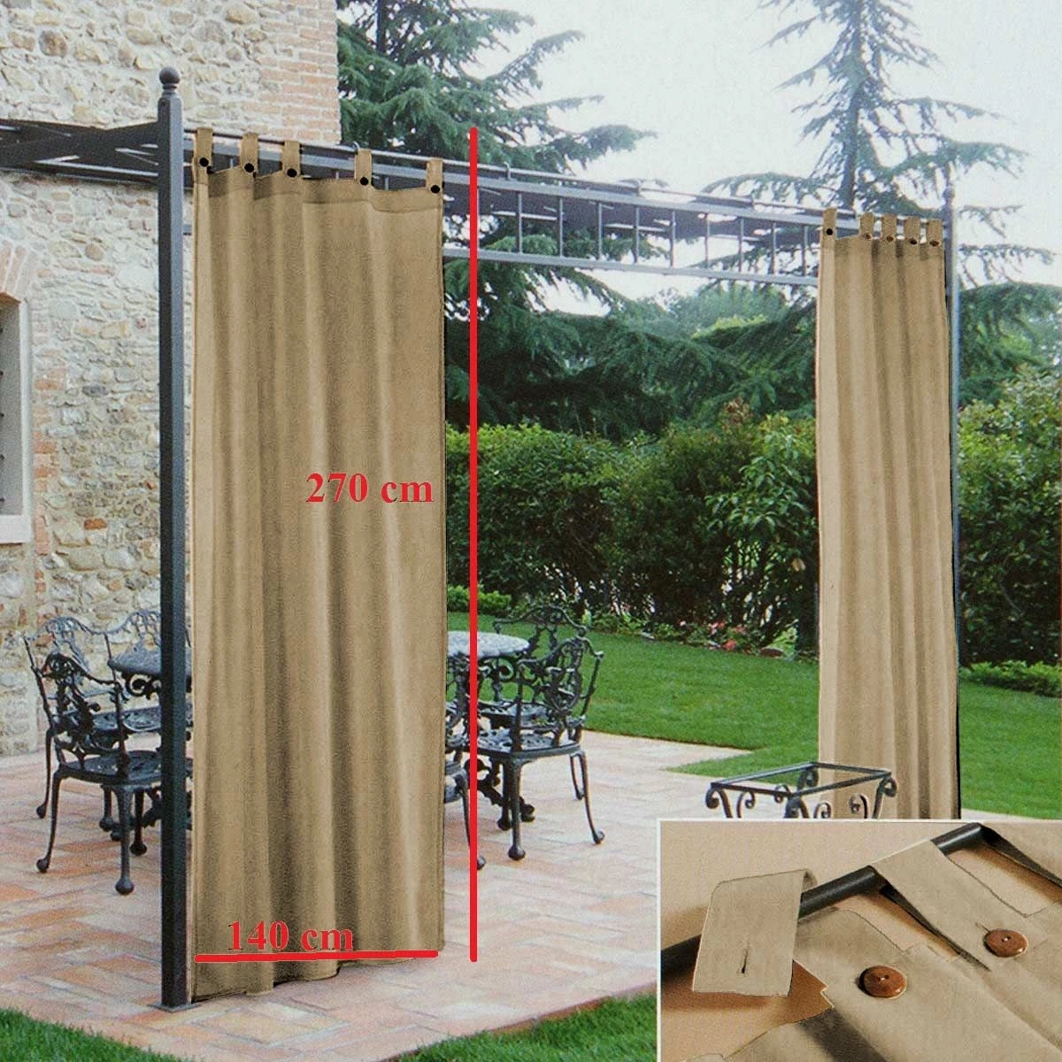 Tenda Gazebo Morbidissimi Idrorepellente Con Passanti 140x270 Cm - Beige Z475 6 Tenda Gazebo Morbidissimi Idrorepellente Con Passanti 140x270 Cm - Beige Z475 - immagine 4