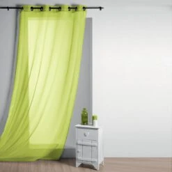 Tenda Arredo Con Borchie Lisa Semitrasparente 135x260 Cm R711 -Prodotti Per La Casa tenda arredo lisa con borchie semitrasparente anice