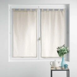 Coppia Tendine Esther Velo Effetto Lino Con Passanti - Dimensioni Varie Z470 -Prodotti Per La Casa tendine a vetro esther velo effetto lino naturale 3