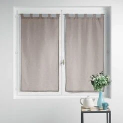 Coppia Tendine Esther Velo Effetto Lino Con Passanti - Dimensioni Varie Z470 -Prodotti Per La Casa tendine a vetro esther velo effetto lino tortora 3