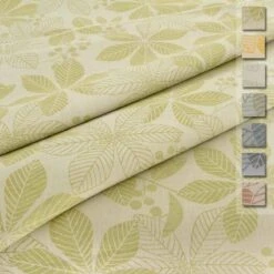 Tessuto Al Metro Per Tovaglie Foglie In Misto Lino Altezza 180 Cm W275