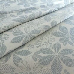 Tessuto Al Metro Per Tovaglie Foglie In Misto Lino Altezza 180 Cm W275 -Prodotti Per La Casa tessuto per tovaglie foglie in misto lino altezza 180 cm celeste 1