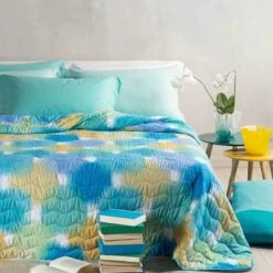 Copriletto Trapuntato Murano Di Caleffi In Microfibra - Dimensioni Varie W826 -Prodotti Per La Casa trapuntino murano di caleffi in microfibra bluette 3