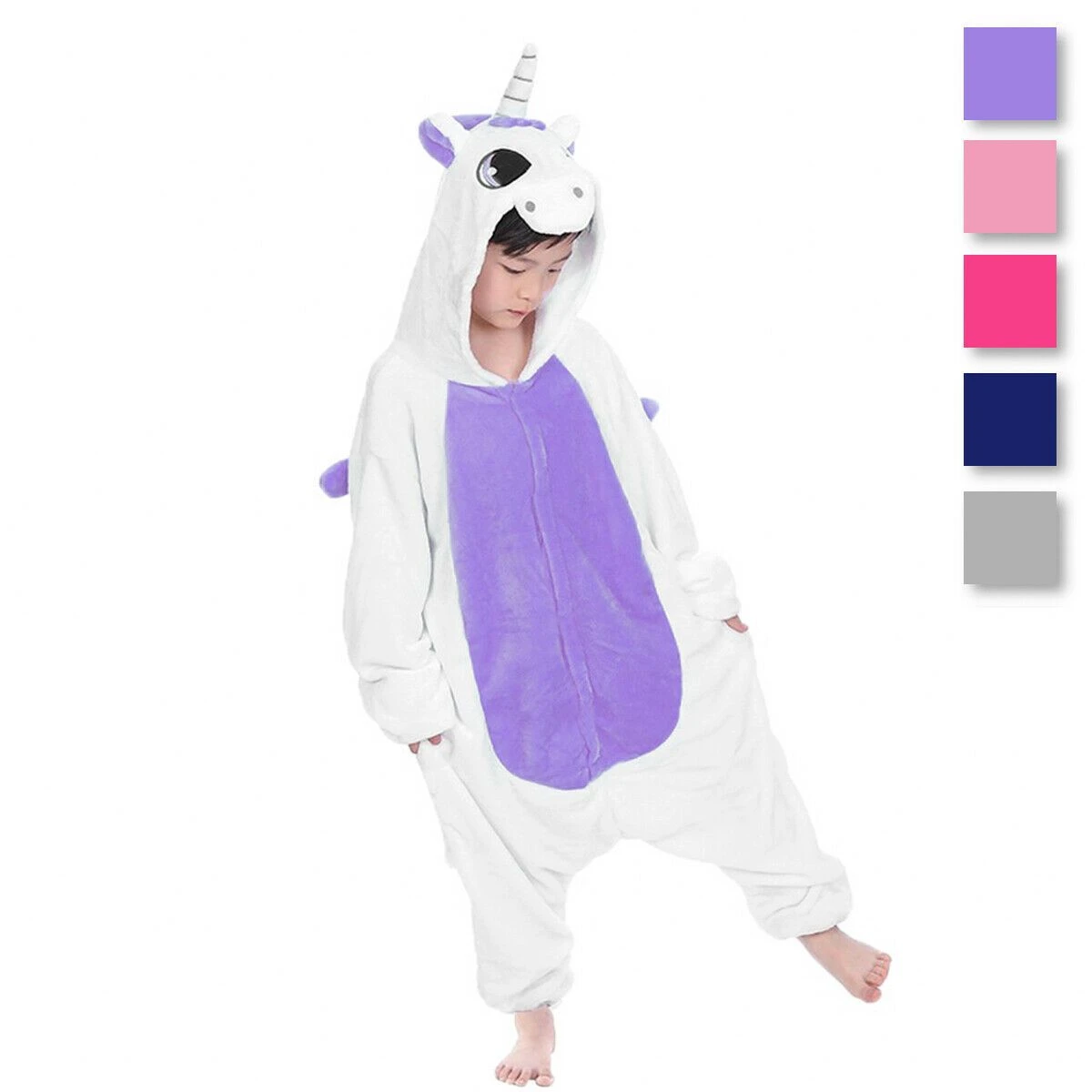 Pigiamone Intero Kids Unisex Unicorno In Caldo Pile V033 3 Pigiamone Intero Kids Unisex Unicorno In Caldo Pile V033