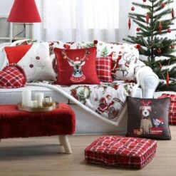 Cuscino Arredo Natalizio Joyeux Rosso J329 -Prodotti Per La Casa uscino arredo natalizio joyeux rosso 5